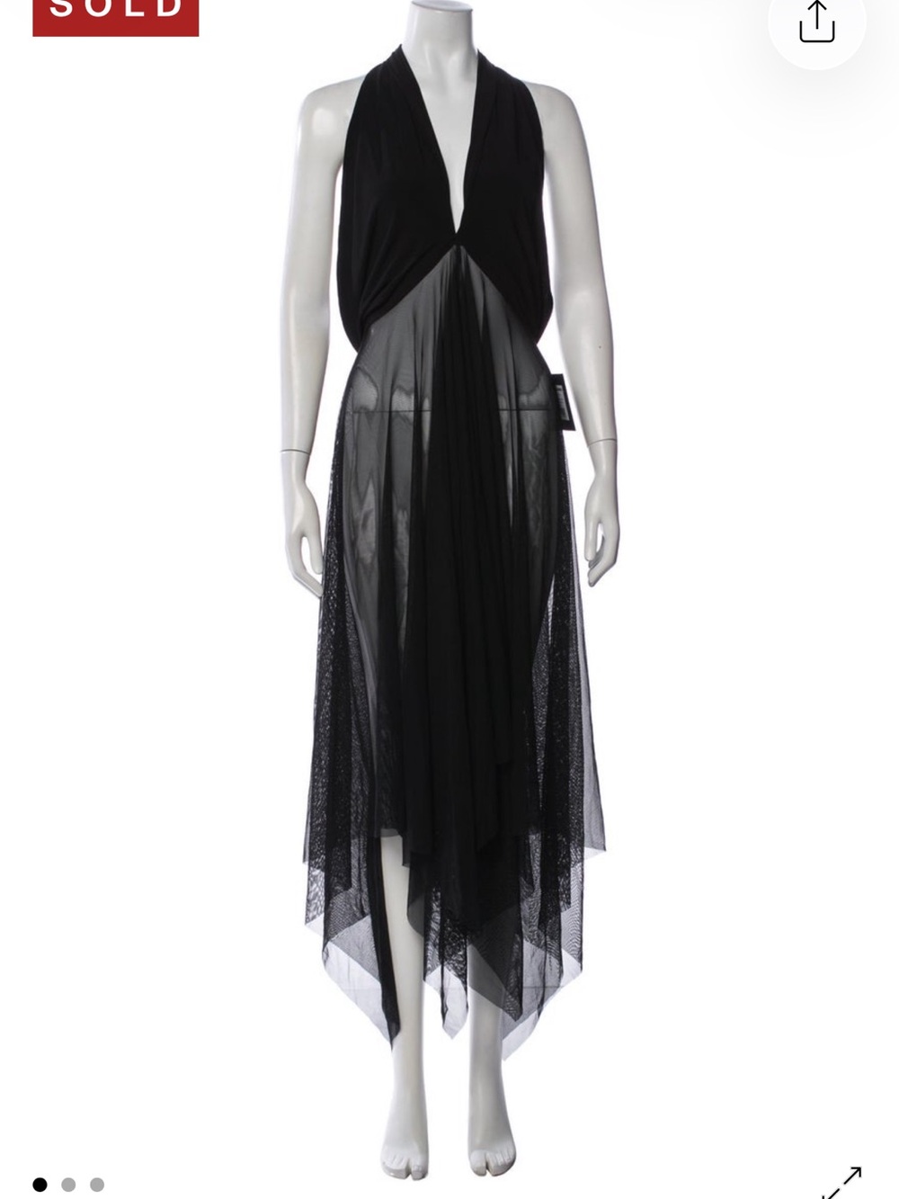 Norma Kamali Black Sheer Handkerchief Hem Cover-Up Dress